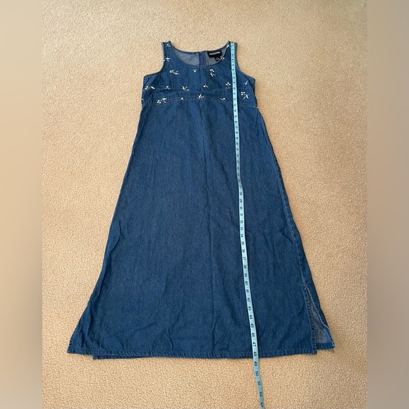 Excitation Denim Embroidered Sleeveless Dress - 100% Cotton - Size: Medium - Picture 4 of 7